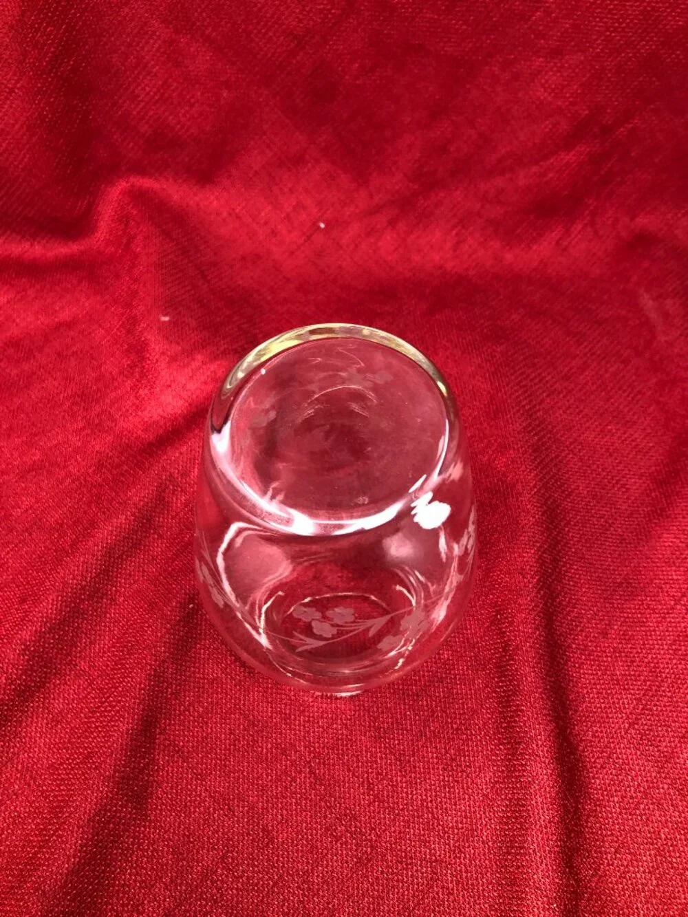 Vintage Etched Crystal Vase – Turkish Floral Glass – Elegant Home Décor